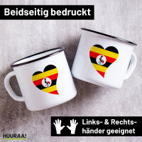 Emaille Tasse Uganda Flagge Herz 300ml Vintage Emaille...
