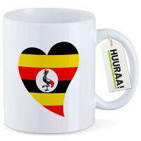Kaffeetasse Uganda Flagge Herz 330ml