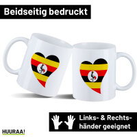 Kaffeetasse Uganda Flagge Herz 330ml