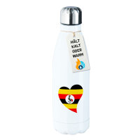 Edelstahl-Trinkflasche Uganda Flagge Herz 500ml Wasserflasche