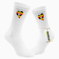 Socken Uganda Flagge Herz Größe 37/46 White...