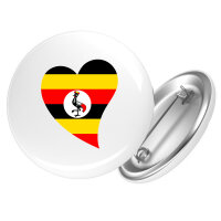 Button Uganda Flagge Herz Anstecker