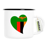 Emaille Tasse Sambia Flagge Herz 300ml Vintage Emaille...