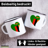 Emaille Tasse Sambia Flagge Herz 300ml Vintage Emaille...