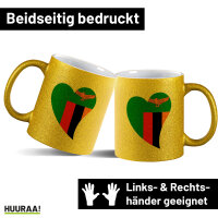 Glitzertasse Sambia Flagge Herz 330ml
