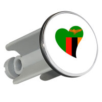 Waschbeckenstöpsel Sambia Flagge Herz 4cm Abflussstopfen