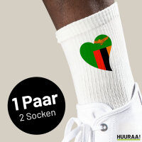Socken Sambia Flagge Herz Größe 37/46 White...