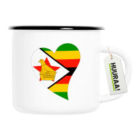 Emaille Tasse Simbabwe Flagge Herz 300ml Vintage Emaille...