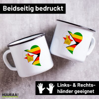 Emaille Tasse Simbabwe Flagge Herz 300ml Vintage Emaille...