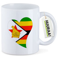 Kaffeetasse Simbabwe Flagge Herz 330ml