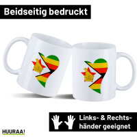 Kaffeetasse Simbabwe Flagge Herz 330ml