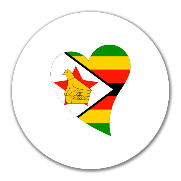 Aufkleber Simbabwe Flagge Herz 10cm rund