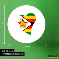 Aufkleber Simbabwe Flagge Herz 10cm rund