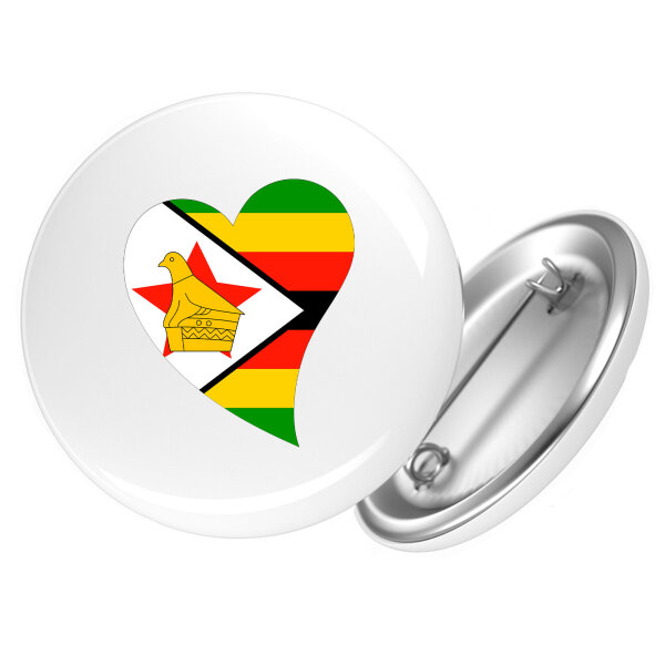 Button Simbabwe Flagge Herz Anstecker