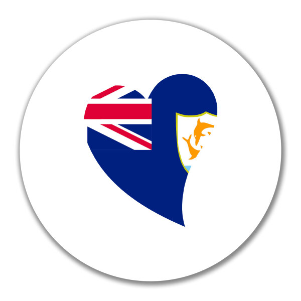 Aufkleber Anguilla Flagge Herz 10cm rund