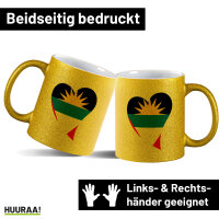 Glitzertasse Antigua und Barbuda Flagge Herz 330ml