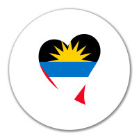 Aufkleber Antigua und Barbuda Flagge Herz 10cm rund