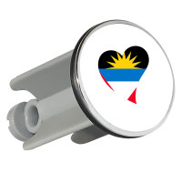 Waschbeckenstöpsel Antigua und Barbuda Flagge Herz 4cm Abflussstopfen