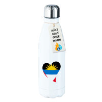 Edelstahl-Trinkflasche Antigua und Barbuda Flagge Herz 500ml Wasserflasche