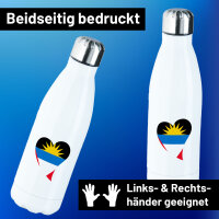 Edelstahl-Trinkflasche Antigua und Barbuda Flagge Herz 500ml Wasserflasche