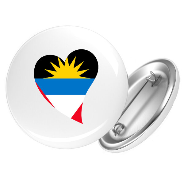 Button Antigua und Barbuda Flagge Herz Anstecker