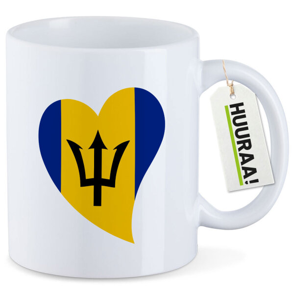 Kaffeetasse Barbados Flagge Herz 330ml
