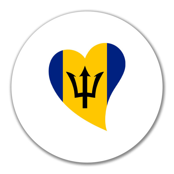 Aufkleber Barbados Flagge Herz 10cm Sticker