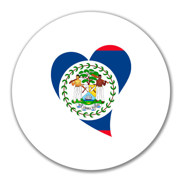 Aufkleber Belize Flagge Herz 10cm rund