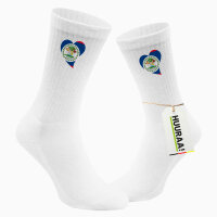 Socken Belize Flagge Herz Größe 37/46 White...