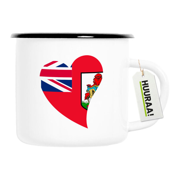 Emaille Tasse Bermuda Flagge Herz 300ml Vintage Emaille Becher