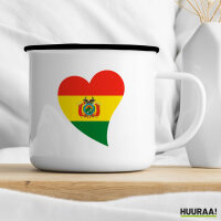 Emaille Tasse Bolivien Flagge Herz 300ml Vintage Emaille Becher