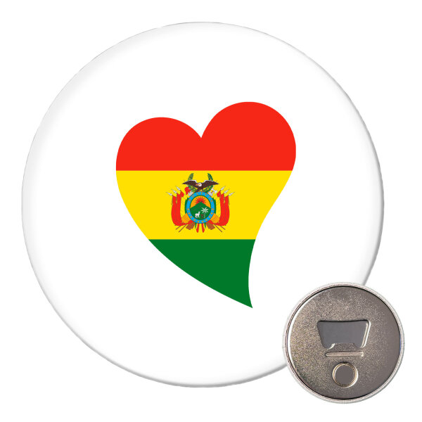 Magnet Bolivien Flagge Herz 59mm Kühlschrankmagnet