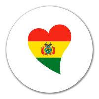 Aufkleber Bolivien Flagge Herz 10cm rund