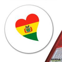 Aufkleber Bolivien Flagge Herz 10cm rund