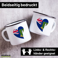 Emaille Tasse Britische Jungfrau Inseln Flagge Herz 300ml...