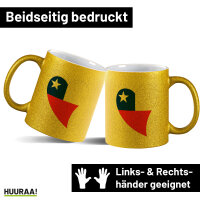 Glitzertasse Chile Flagge Herz 330ml