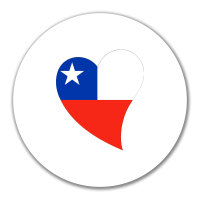 Aufkleber Chile Flagge Herz 10cm rund
