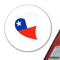 Aufkleber Chile Flagge Herz 10cm rund