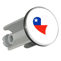 Waschbeckenstöpsel Chile Flagge Herz 4cm Abflussstopfen