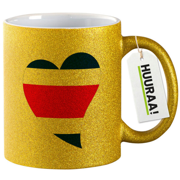 Glitzertasse Costa Rica Flagge Herz 330ml