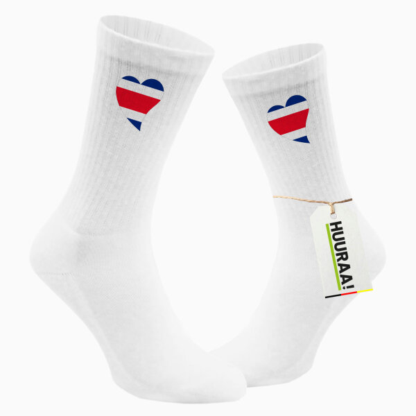 Socken Costa Rica Flagge Herz Größe 37/46 White Motiv Tennissocken