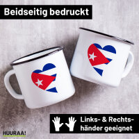 Emaille Tasse Kuba Flagge Herz 300ml Vintage Emaille Becher