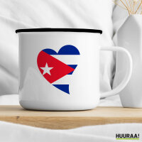 Emaille Tasse Kuba Flagge Herz 300ml Vintage Emaille Becher