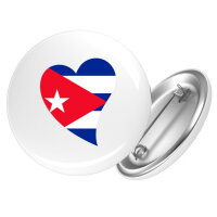 Button Kuba Flagge Herz Anstecker