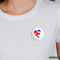 Button Kuba Flagge Herz Anstecker