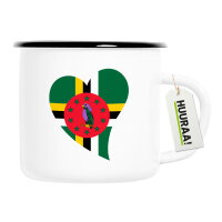 Emaille Tasse Dominica Flagge Herz 300ml Vintage Emaille...