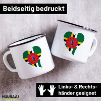 Emaille Tasse Dominica Flagge Herz 300ml Vintage Emaille...