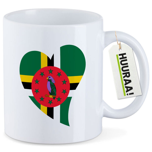 Kaffeetasse Dominica Flagge Herz 330ml