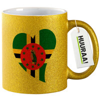Glitzertasse Dominica Flagge Herz 330ml