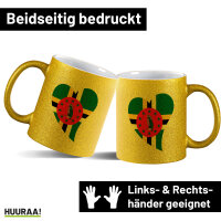 Glitzertasse Dominica Flagge Herz 330ml